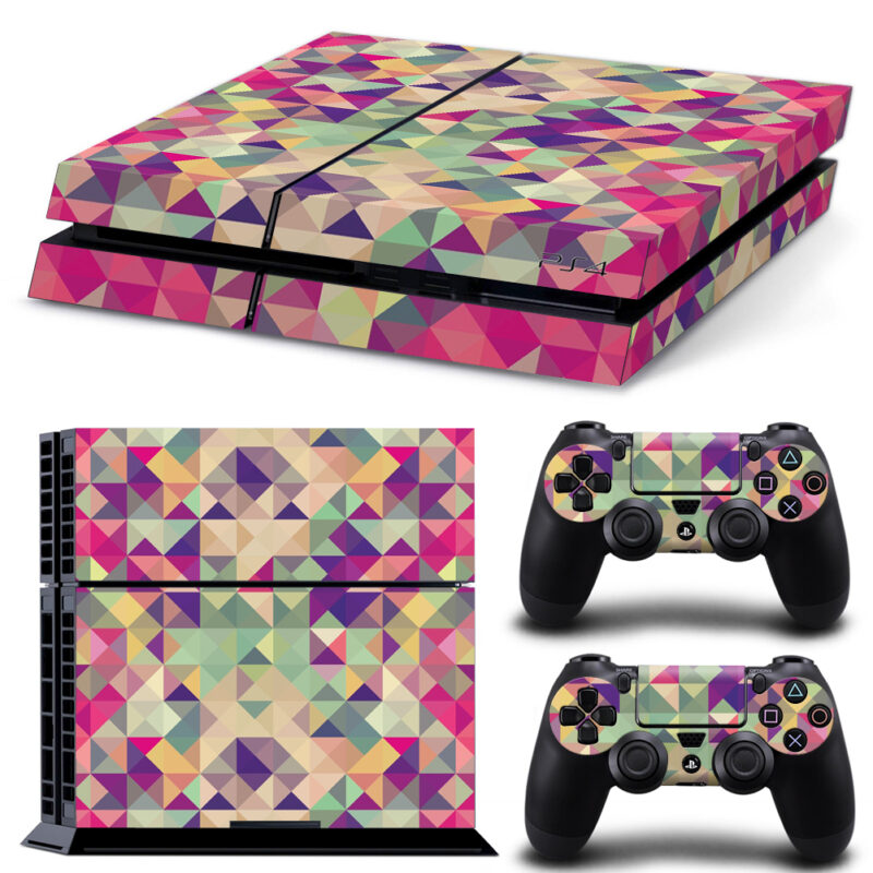 Colorful Triangle Pattern Skin Sticker For PS4 And Controllers Design 3