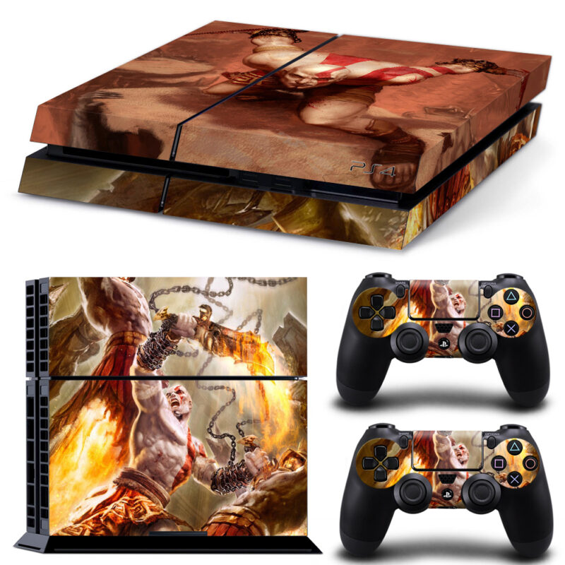 God Of War Kratos Vs Warriors Skin Sticker For PS4 And Controllers Design 1