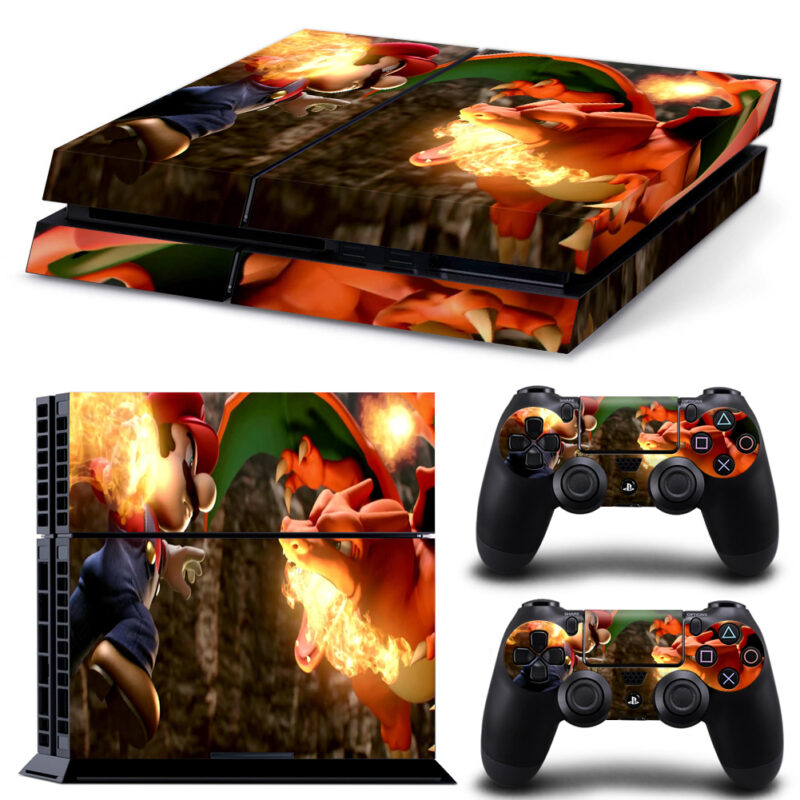 Pokemon Charizard And Greninja: Super Smash Bros Brawl Game Skin Sticker For PS4 And Controllers