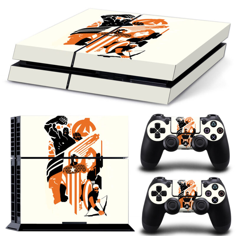 The Avengers Orange And Black Vector Skin Sticker For PS4 And Controllers