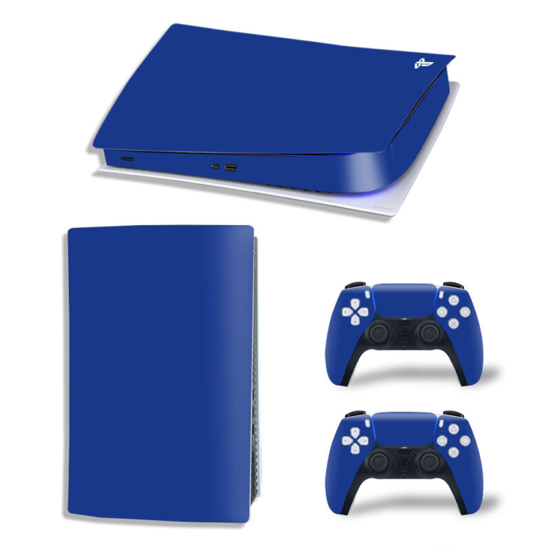 Blue Color Skin Sticker Decal For PS5 Digital Edition And Controllers