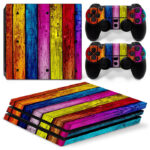 Multicolor Wood Texture Skin Sticker For PS4 Pro And Controllers