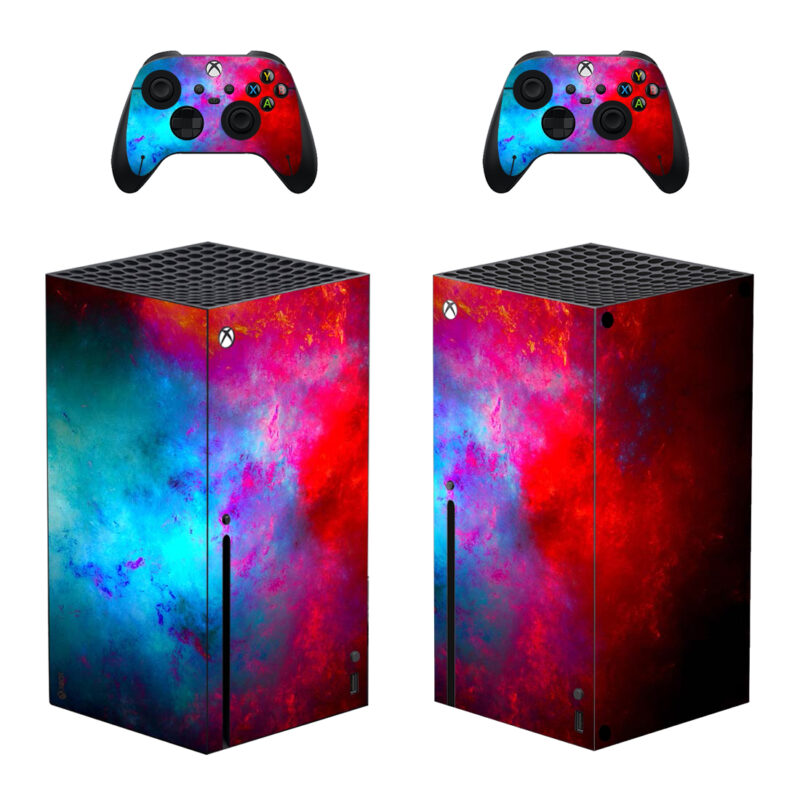 Red And Blue Galaxy Texture Skin Sticker For Xbox Series X And Controllers