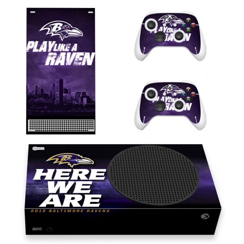 Baltimore Ravens Here We Are Theme Skin Sticker For Xbox Series S And Controllers