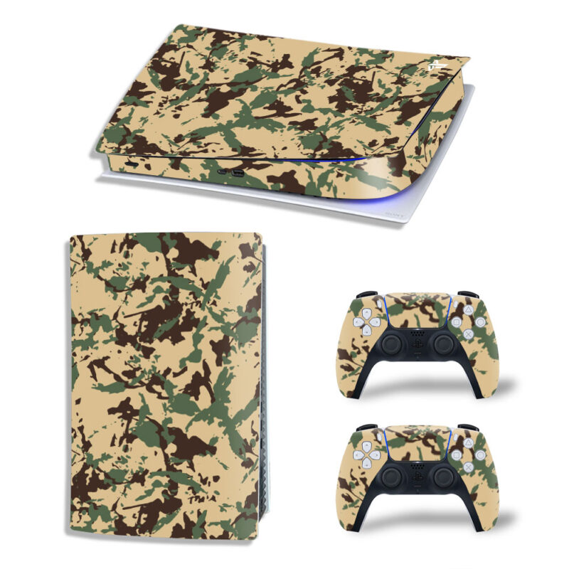 Green Forest Seamless Camouflage Pattern Skin Sticker Decal For PS5 Digital Edition And Controllers