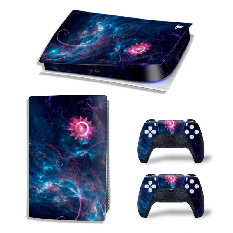 Abstract Fractal Dark Hyperspace Geometry Skin Sticker Decal For PS5 Digital Edition And Controllers