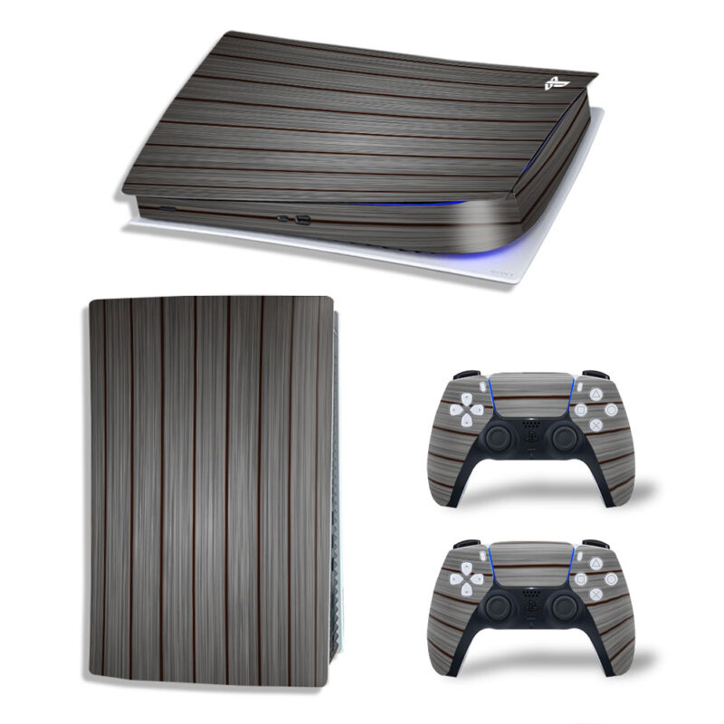 Dark Grey Wood Panel Texture Skin Sticker Decal For PS5 Digital Edition And Controllers