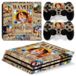 One Piece Wanted Poster Skin Sticker For PS4 Pro And Controllers