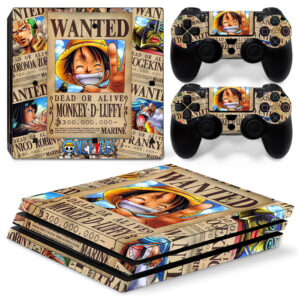 One Piece Wanted Poster Skin Sticker For PS4 Pro And Controllers