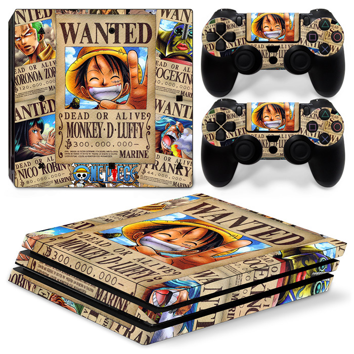 One Piece Wanted Poster Skin Sticker For PS4 Pro And Controllers