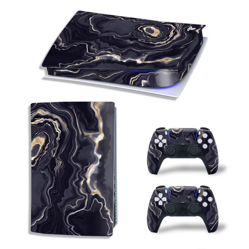 Abstract Dark Agate Stone Texture Skin Sticker Decal For PS5 Digital Edition And Controllers