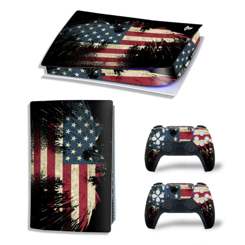 Flag Of The United States Skin Sticker Decal For PS5 Digital Edition And Controllers