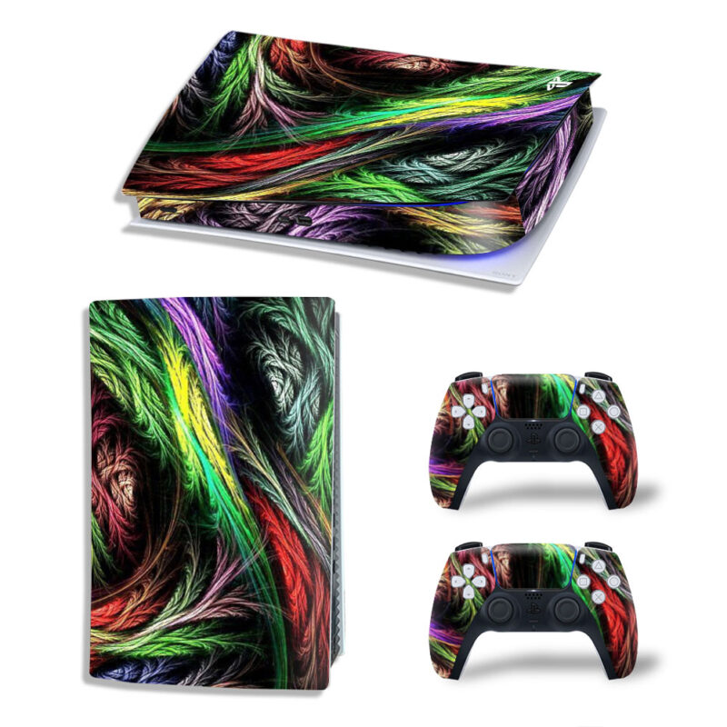 Abstract Colorful Psychedelic Wool Art Skin Sticker Decal For PS5 Digital Edition And Controllers