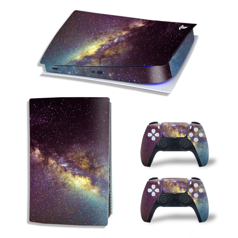 Starry Night Milky Way Galaxy Skin Sticker Decal For PS5 Digital Edition And Controllers