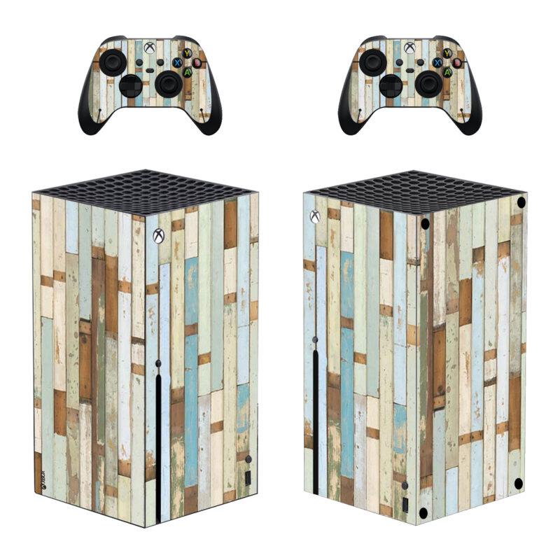 Colorful Scrap Wood Planks Skin Sticker For Xbox Series X And Controllers