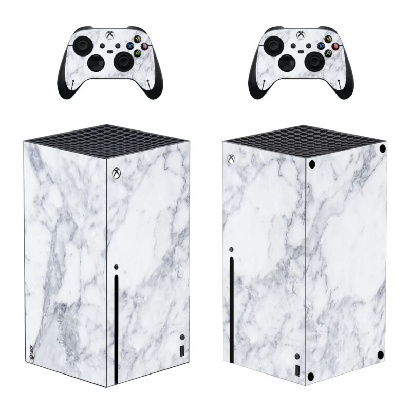 Abstract White Marble Texture Skin Sticker For Xbox Series X And Controllers