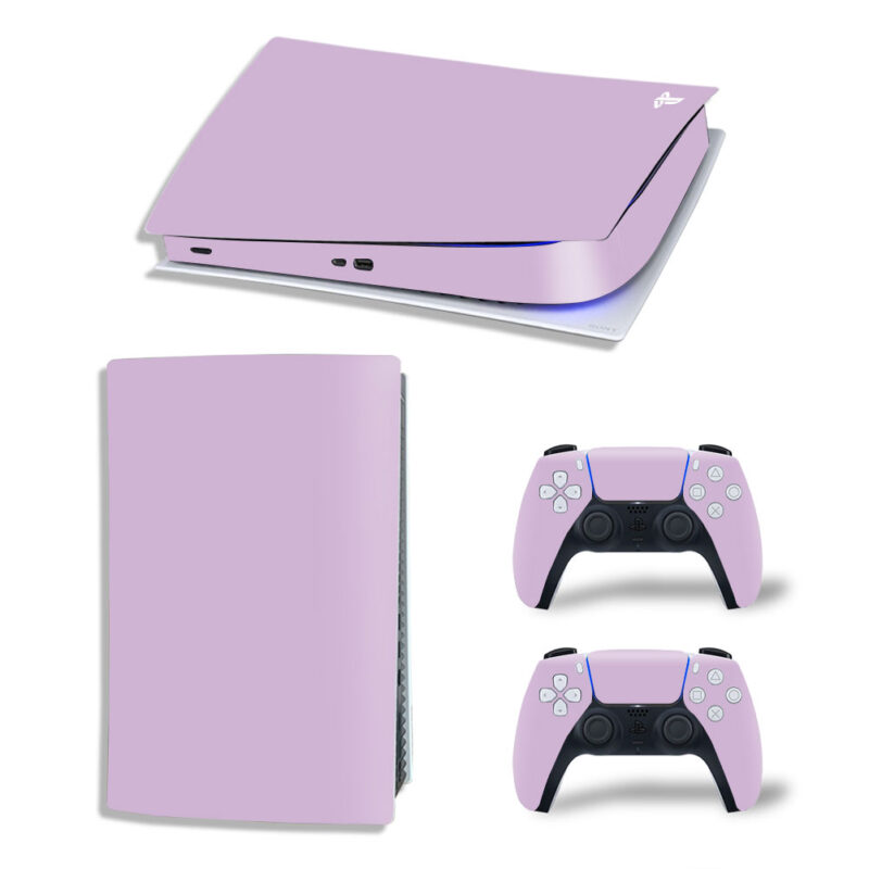 Light Lavender Color Skin Sticker Decal For PS5 Digital Edition And Controllers