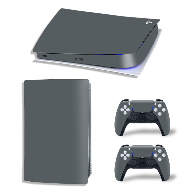 Dark Gray Color Skin Sticker Decal For PS5 Digital Edition And Controllers