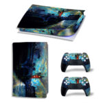 Fantasy Night In London Thames Painting Skin Sticker Decal For PS5 Digital Edition And Controllers