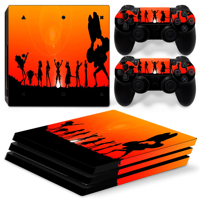 One Piece Silhouette Of People Digital Art Skin Sticker For PS4 Pro And Controllers