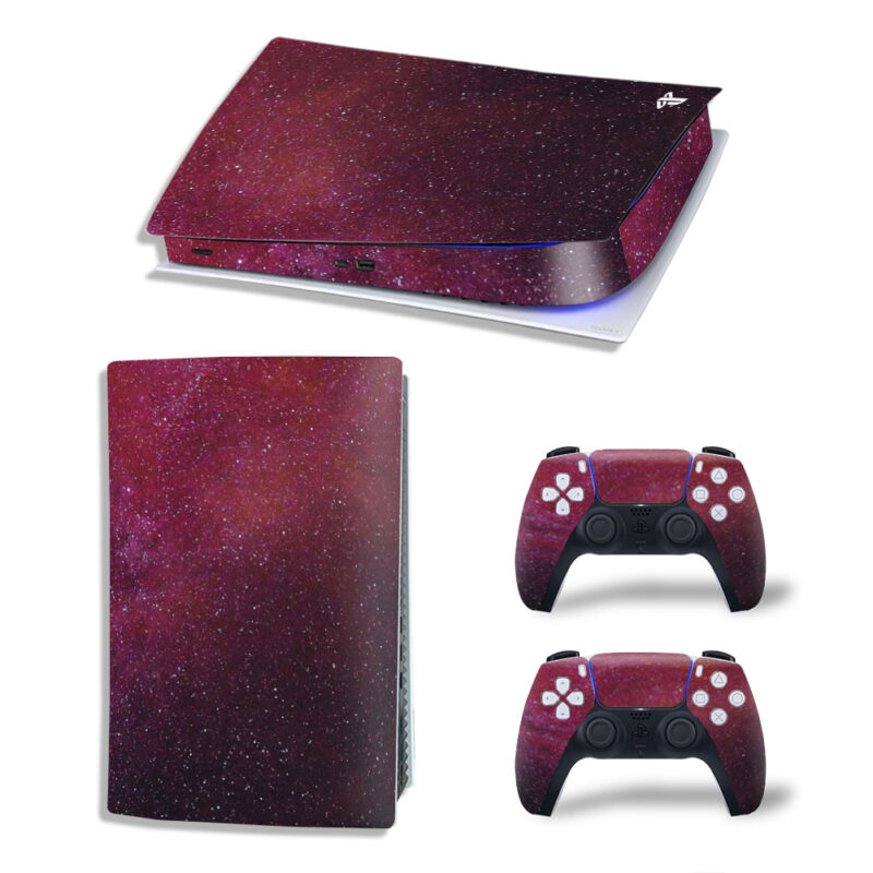 Atmosphere With Burgundy Starry Sky Skin Sticker Decal For PS5 Digital Edition And Controllers