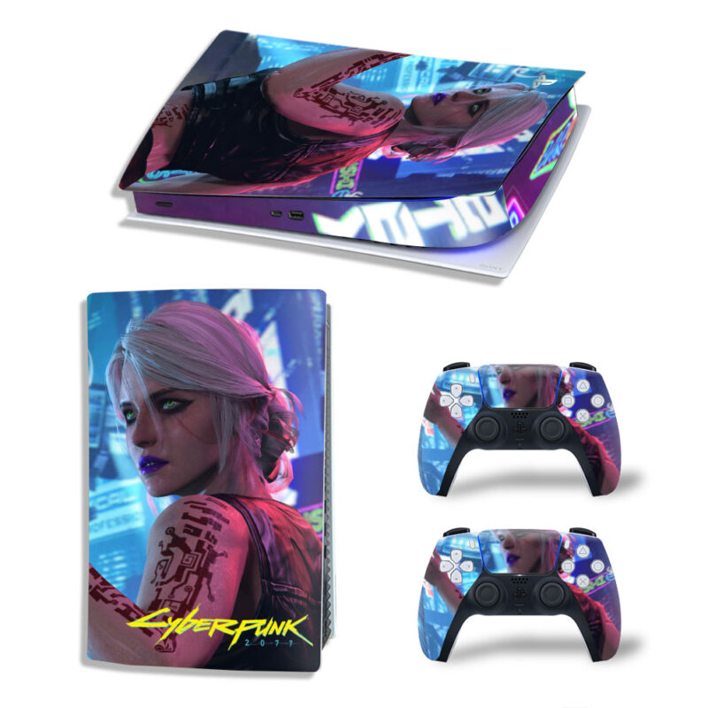 Cyberpunk 2077 Game Skin Sticker Decal For PS5 Digital Edition And Controllers Design 7