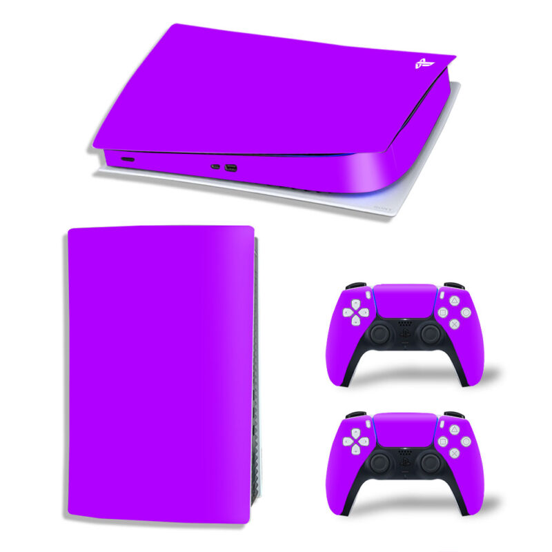 Purple Color Skin Sticker Decal For PS5 Digital Edition And Controllers