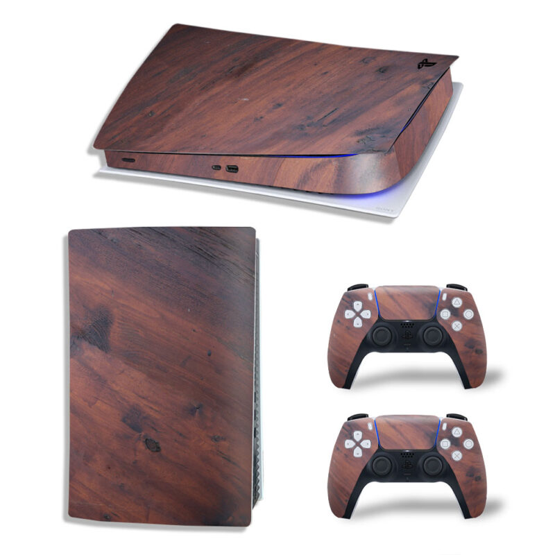 Brown Wood Texture PS5 Digital Edition Skin Sticker Decal