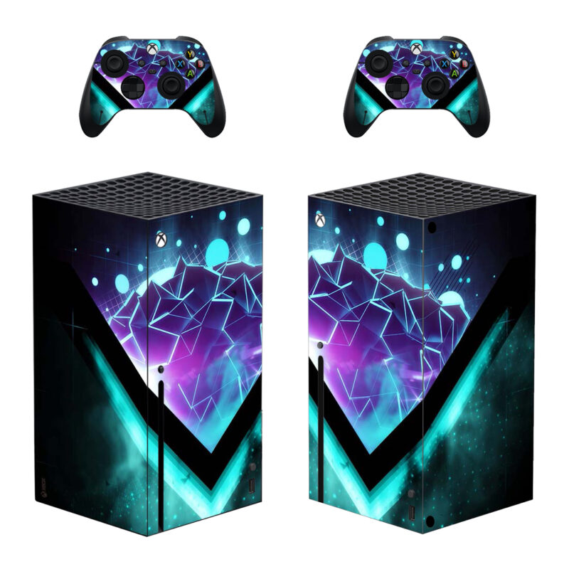 Geometry Blue And Purple Circles And Triangles Skin Sticker For Xbox Series X And Controllers