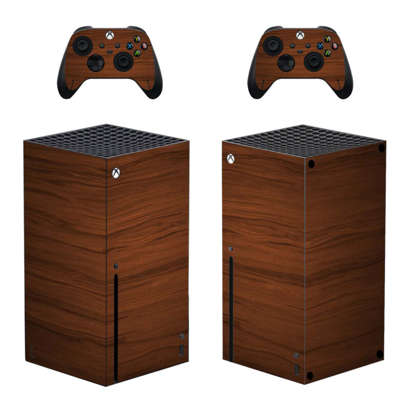 Brown Walnut Wood Pattern Skin Sticker For Xbox Series X And Controllers