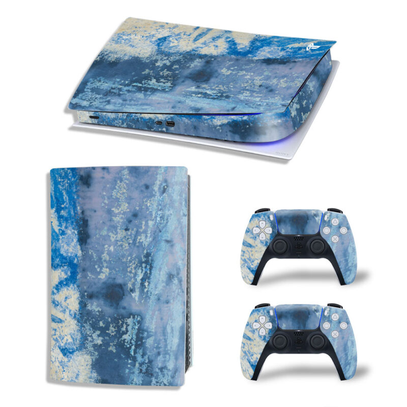Abstract Blue Watercolor Painting Texture Skin Sticker Decal For PS5 Digital Edition And Controllers
