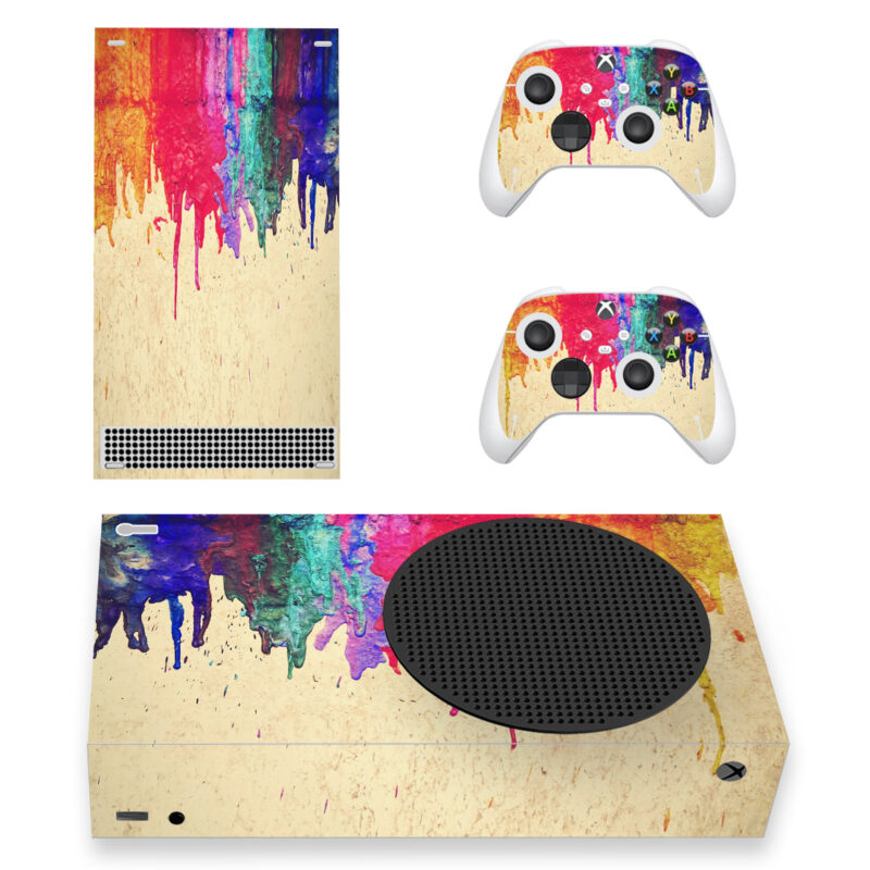 Melted Multicolor Crayons Painting Skin Sticker For Xbox Series S And Controllers