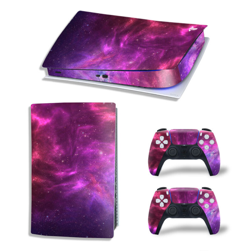 Abstract Purple Starry Sky Skin Sticker Decal For PS5 Digital Edition And Controllers