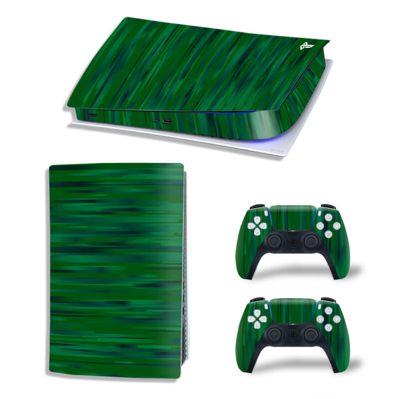 Green Glitch Texture Skin Sticker Decal For PS5 Digital Edition And Controllers