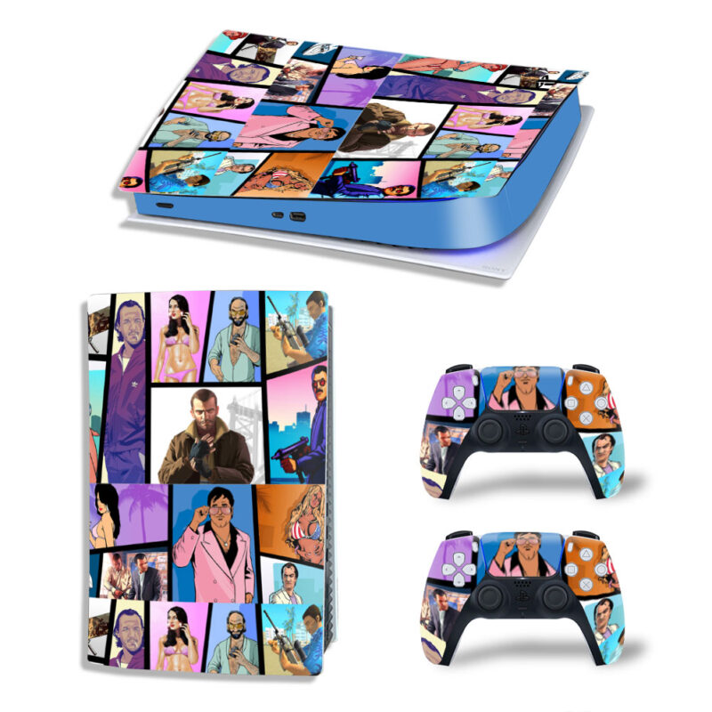 Grand Theft Auto: Vice City Game Skin Sticker Decal For PS5 Digital Edition And Controllers