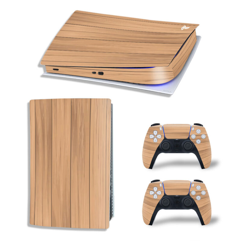 Seamless Wooden Plank Texture Skin Sticker Decal For PS5 Digital Edition And Controllers