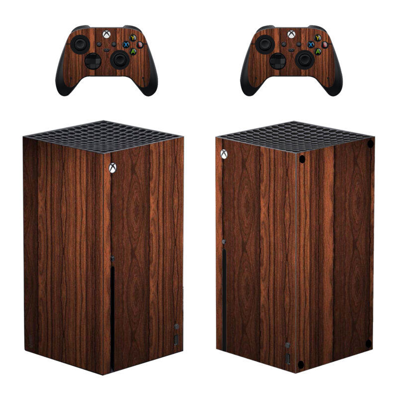 Dark Brown Wood Grain Pattern Skin Sticker For Xbox Series X And Controllers