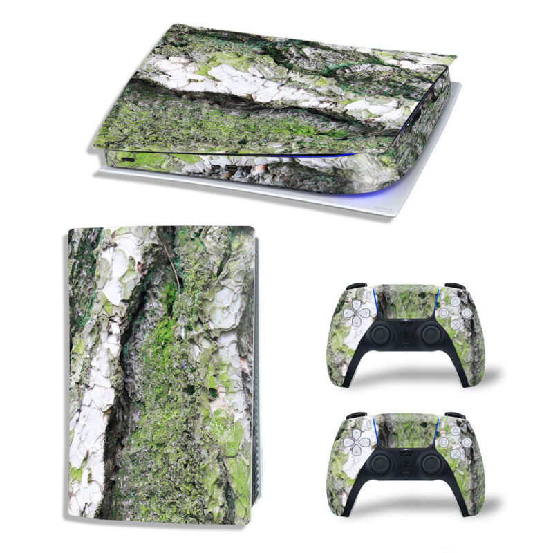 Grooved Bark On Mature Trunk Of Tree Skin Sticker Decal For PS5 Digital Edition And Controllers