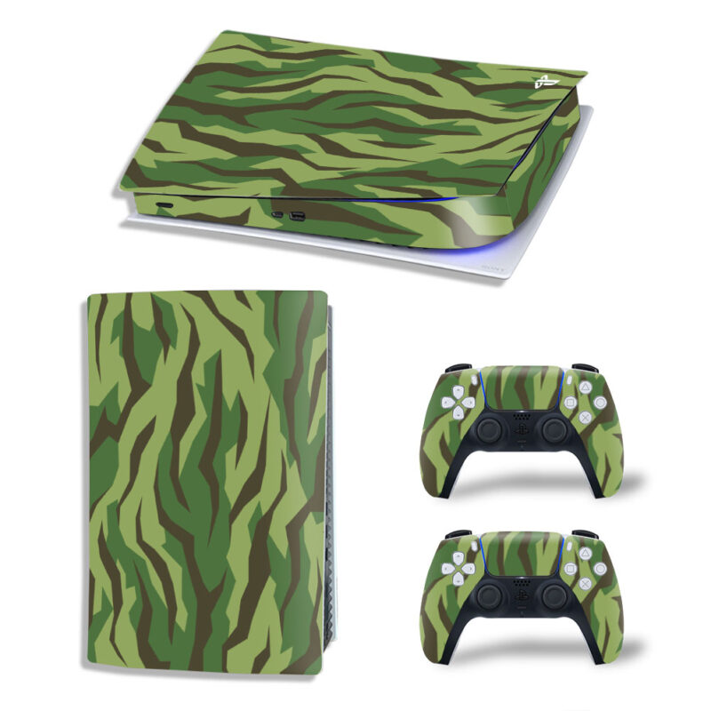 Tiger Stripe Camouflage Skin Sticker Decal For PS5 Digital Edition And Controllers