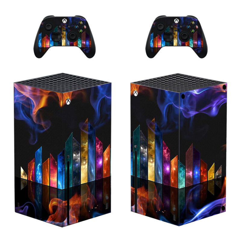 Abstract Multicolor Smokey And Glass Shards Space Skin Sticker For Xbox Series X And Controllers