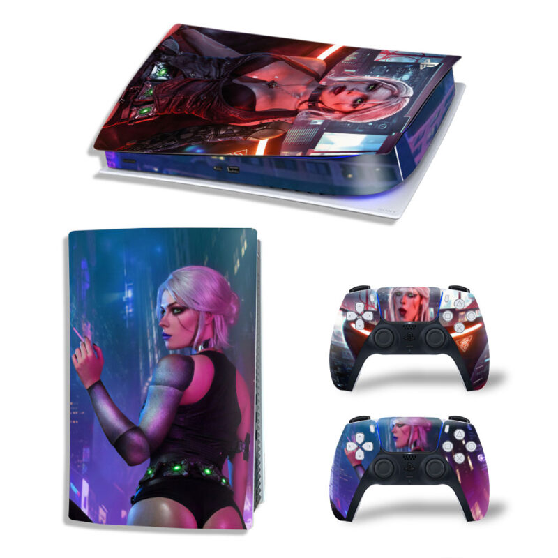 Cyberpunk 2077 Ciri Skin Sticker Decal For PS5 Digital Edition And Controllers