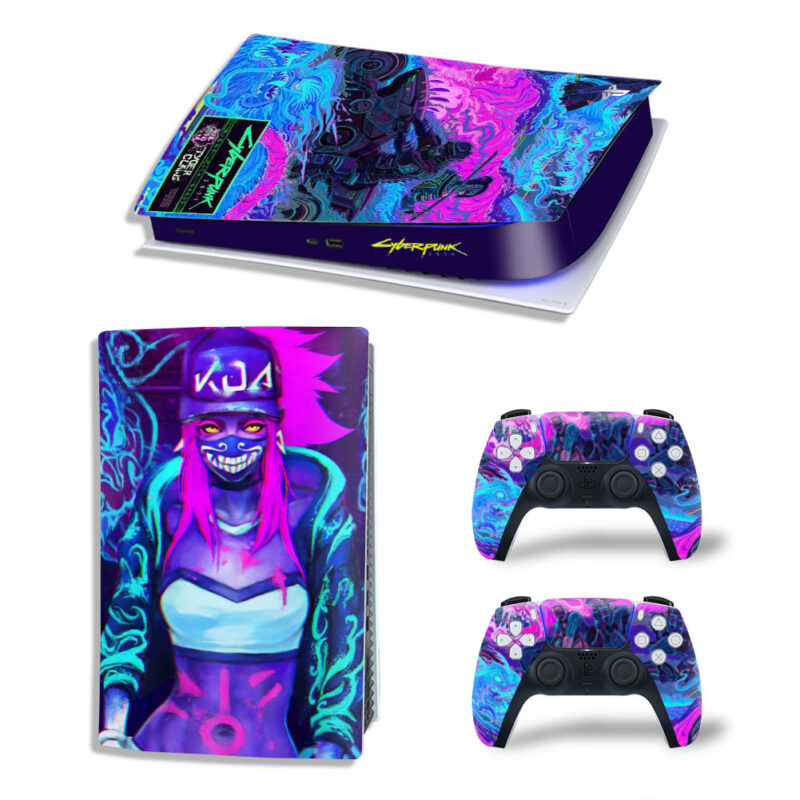 Cyberpunk 2077 Gang And K/DA Akali Art Skin Sticker Decal For PS5 Digital Edition And Controllers