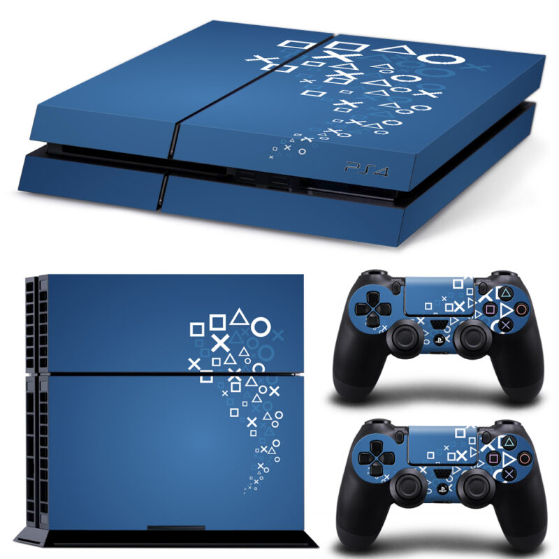 Blue Playstation Minimalistic Symbols Skin Sticker For PS4 And Controllers