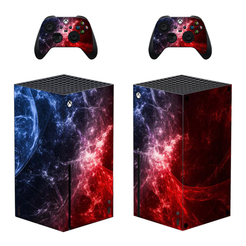 Abstract Red And Blue Space Galaxy Skin Sticker For Xbox Series X And Controllers