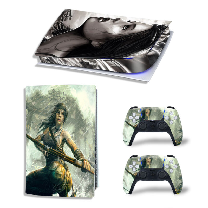 Lara Croft Artwork Skin Sticker Decal For PS5 Digital Edition And Controllers