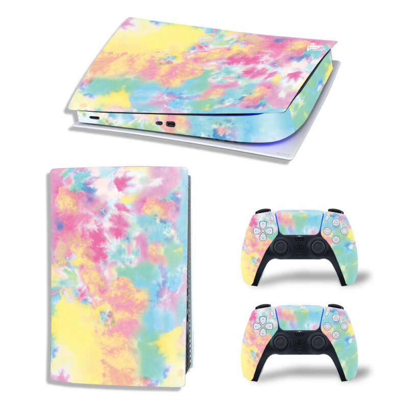 Abstract Colorful Watercolor Texture Skin Sticker Decal For PS5 Digital Edition And Controllers