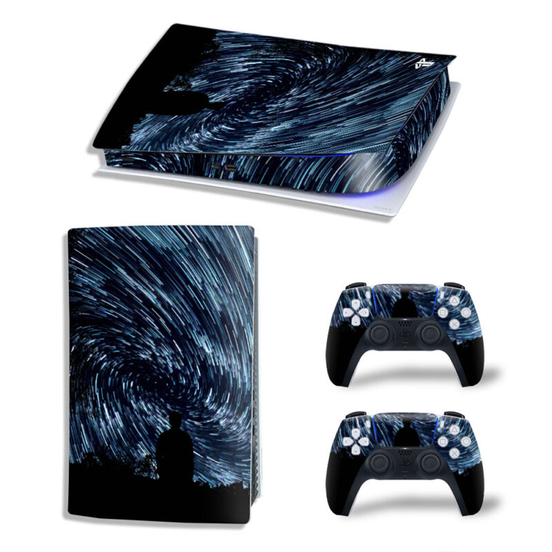 Silhouette Of Man Standing Near Star Trails Sky Skin Sticker Decal For PS5 Digital Edition