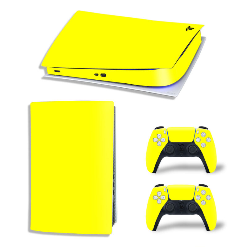 Yellow Color Skin Sticker Decal For PS5 Digital Edition And Controllers