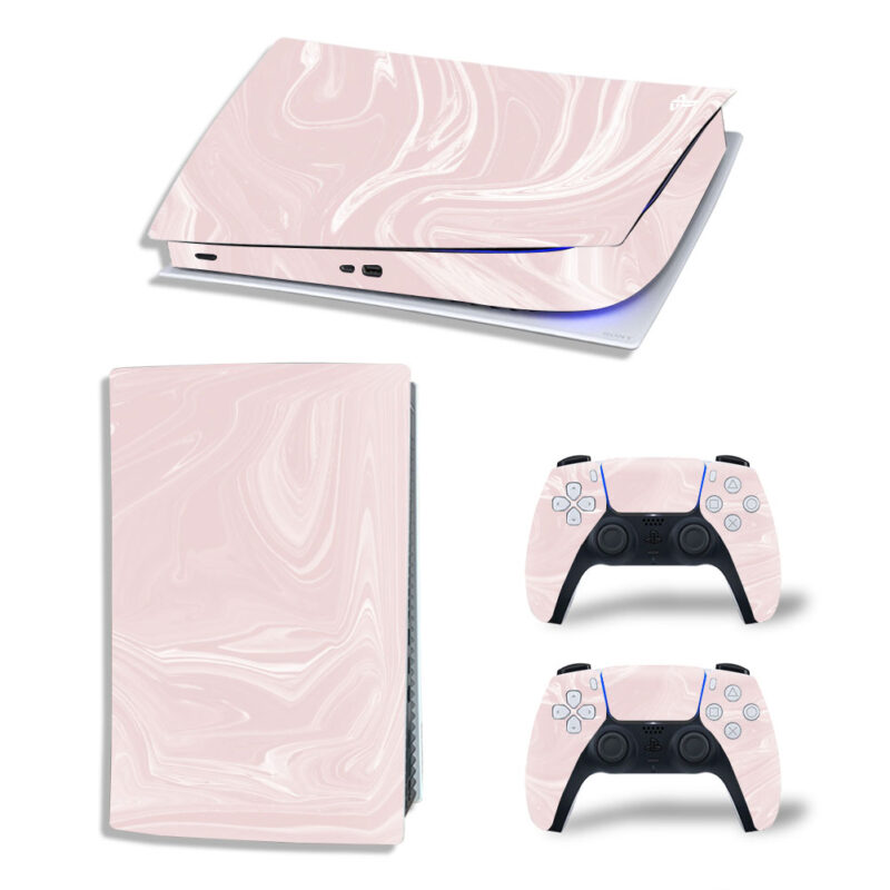 Pink Marble Texture Skin Sticker Decal For PS5 Digital Edition And Controllers