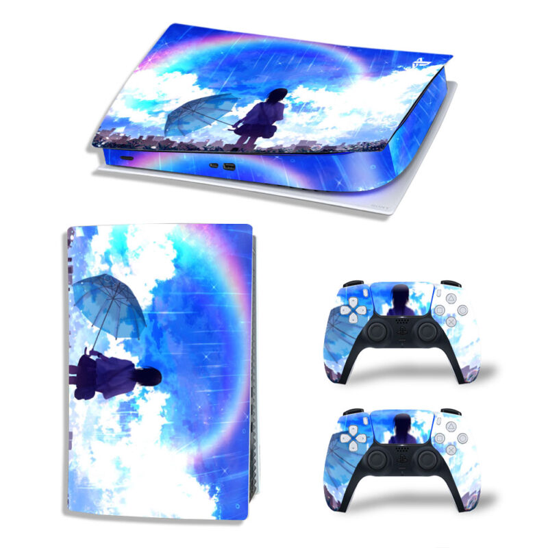 Anime Girl Rainbow Scenery Art Skin Sticker Decal For PS5 Digital Edition And Controllers